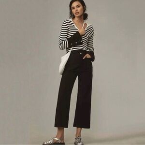 Maeve Black Cropped Wide-Leg Pants